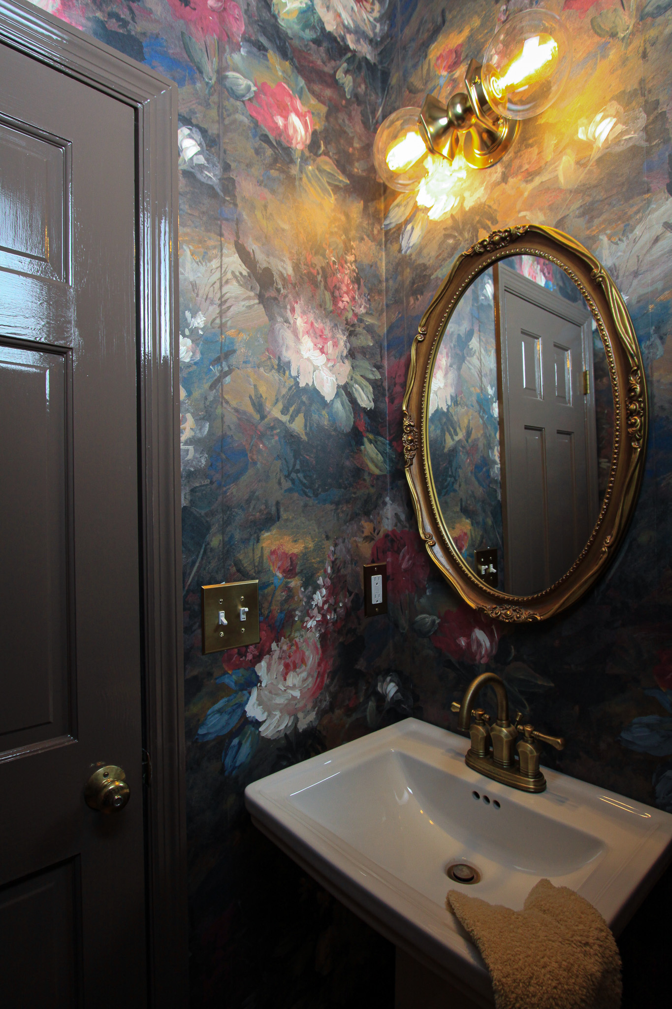 powder room redesign wallpaper full gloss paint