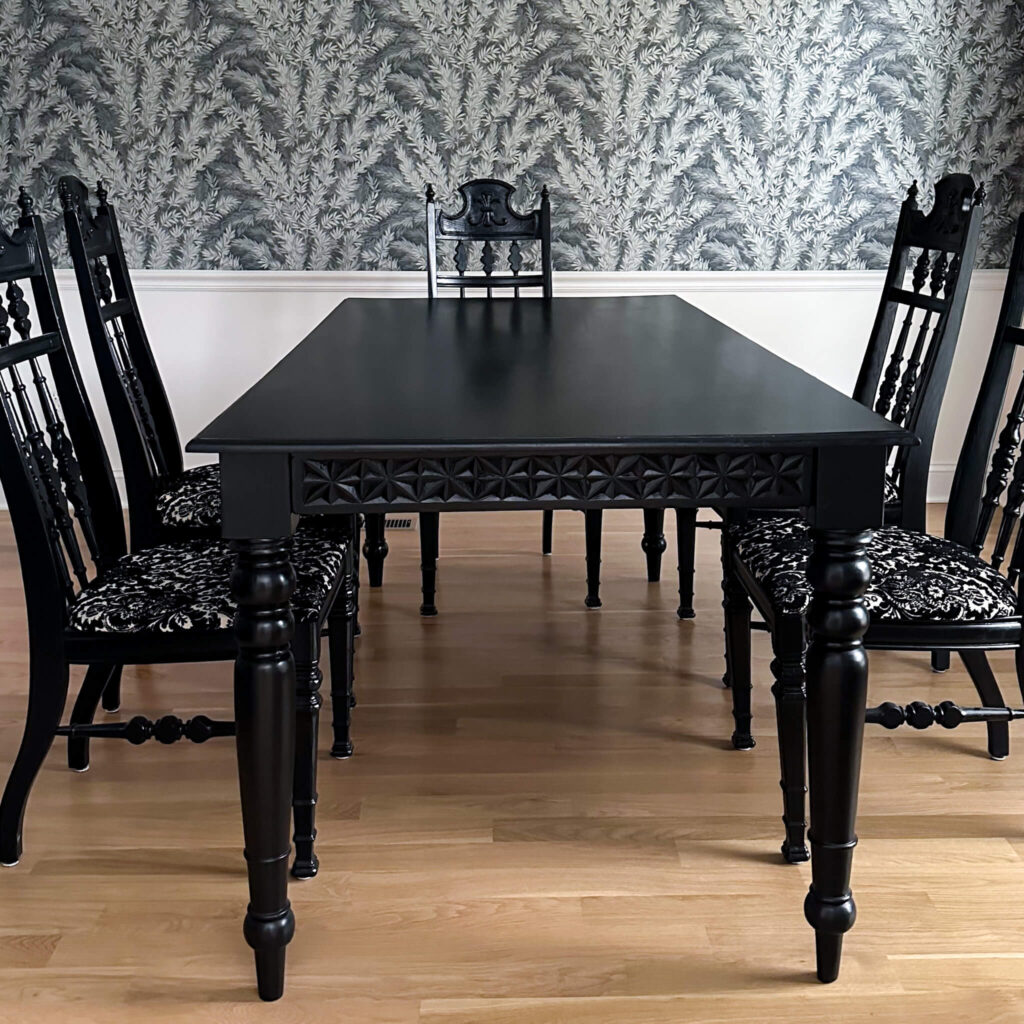 easy diy furniture flip transforming a black table to a pecan finish without sanding or stripping