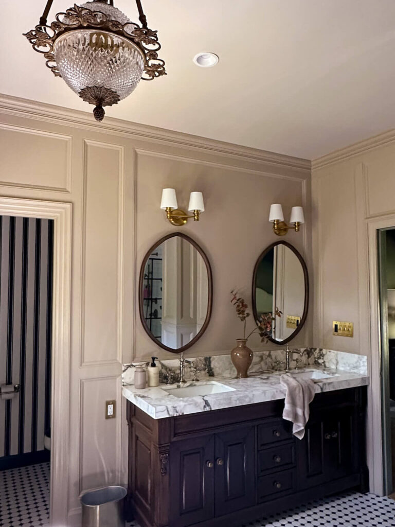 my primary bathroom renovation reveal. vintage modern traditional bathroom.