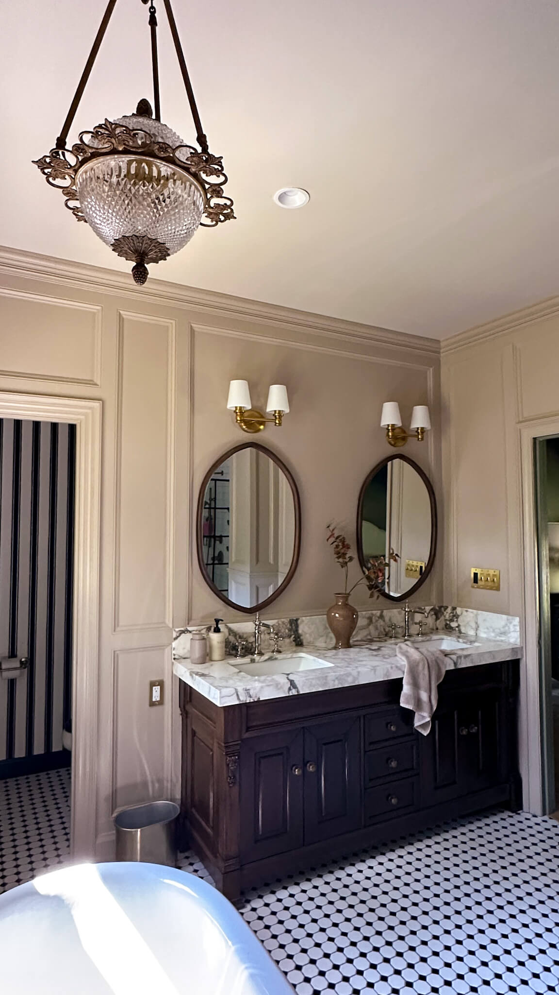 my primary bathroom renovation reveal. vintage modern traditional bathroom.