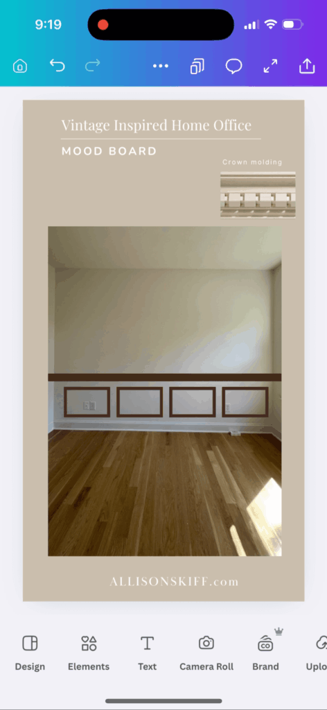 how to design picture frame molding by mocking up a design with four boxes on the wall