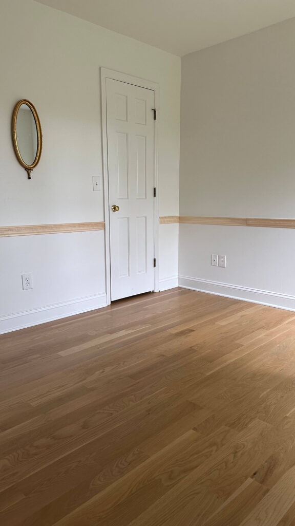 how to design picture frame molding: start by installing the chair rail