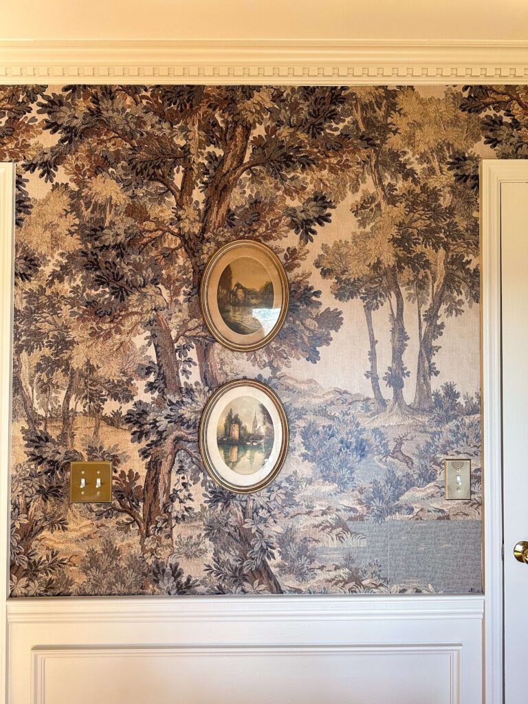 vintage tapestry wallpaper mural in beige by belarte studio