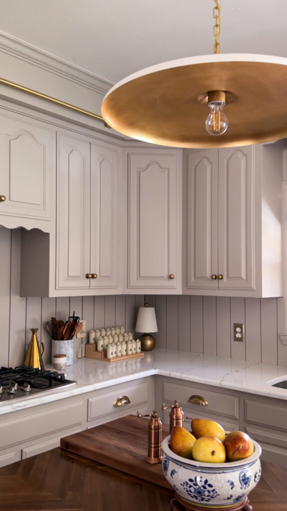 paint colors in my home: kitchen cabinets finished in stone hearth by benjamin moore.