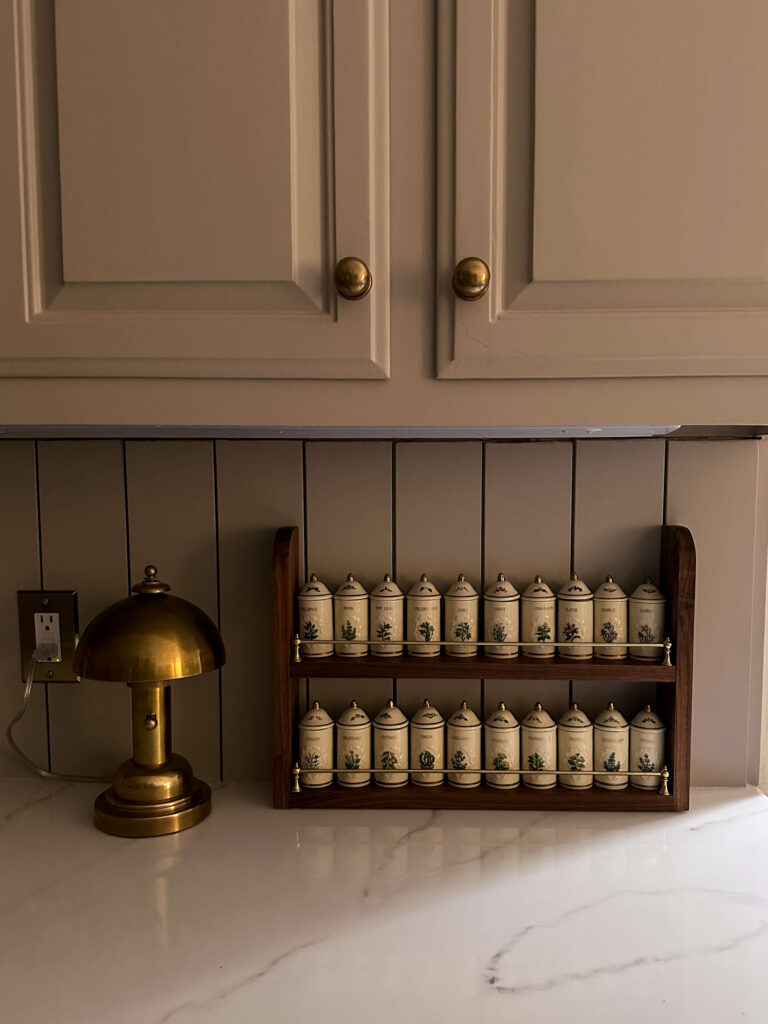 the finished diy walnut spice rack for my lenox garden spice set!