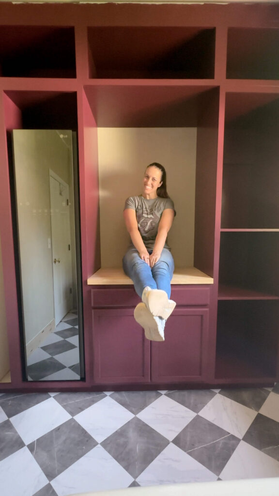 laundry room renovation with floor to ceiling custom diy cabinets