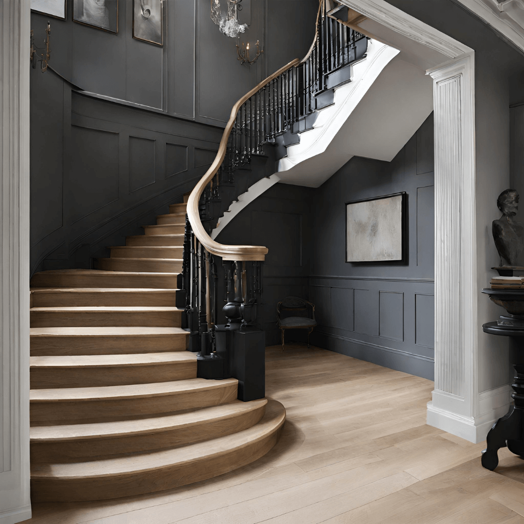 click for dramatic sweeping staircase