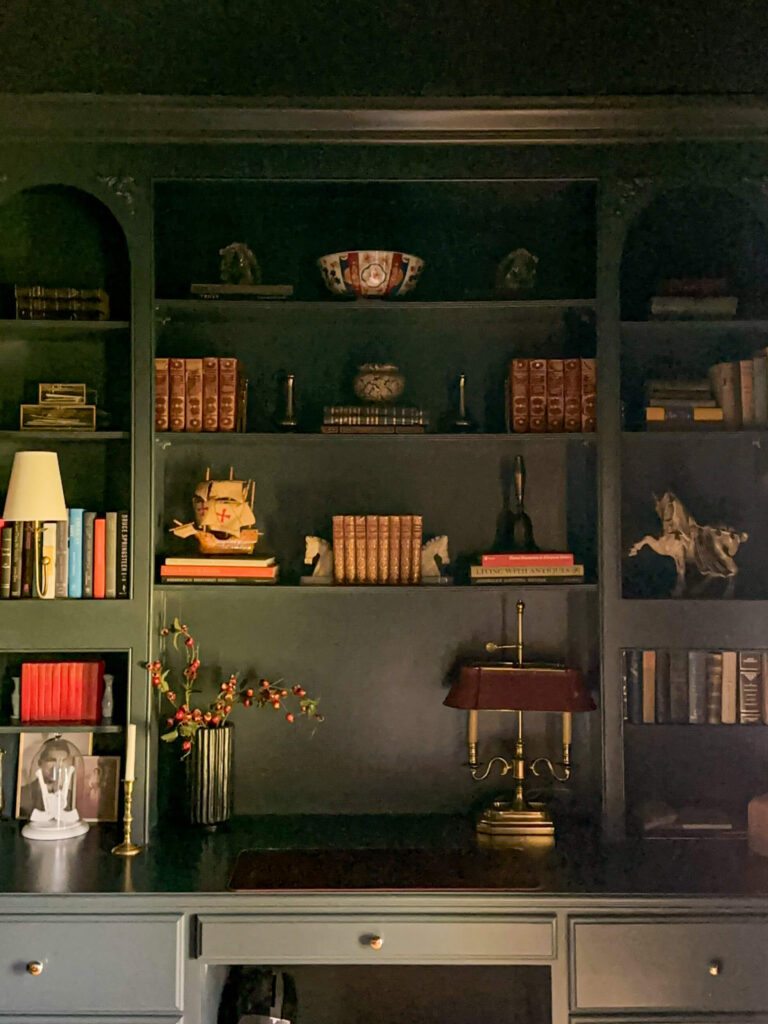 click for how to style long bookshelves