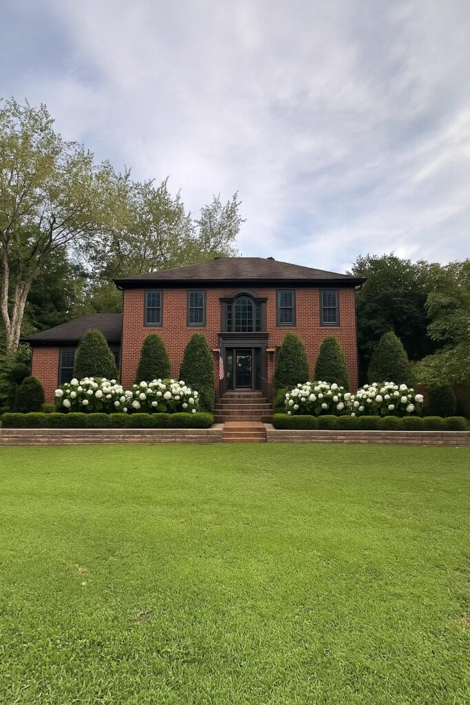 landscaping design option one for phase two of the exterior makeover project (removing the pink magnolia trees)