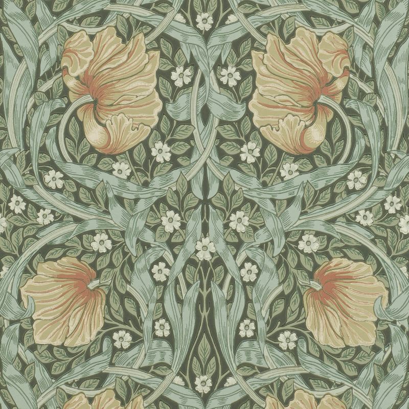 home office wallpaper ideas Pimpernel by Morris & Co. in Bay Leaf and Manila